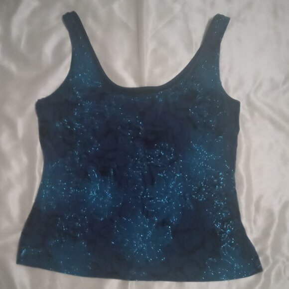 Alex Evenings women's formal tank top sizeM blue sequence sexy prom wear boho - Picture 1 of 7